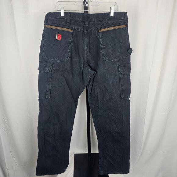 Wrangler RIGGS Workwear Black Utility Cargo Pants 38x32 100% Cotton Rugged Fit - Picture 5 of 6